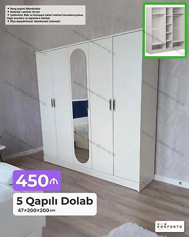 Mebel: 5 qapılı paltar dolabı - Ölçü: 47×200×200 sm - Material: Laminat 18 — 1
