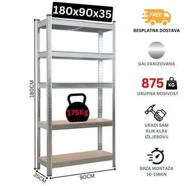 rotirajuca polica: Galvanizovana metalna polica dimenzija 180x90x35cm Naša galvanizovana