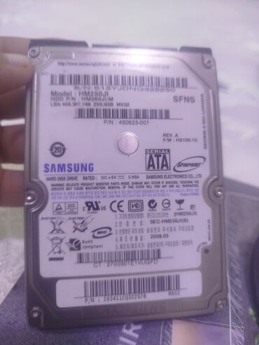 Prosessorlar: Daxili Sərt disk (HDD) Samsung, < 120 GB, 5400 RPM, 2.5"