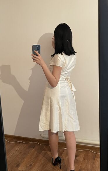 шикарный платье: Повседневное платье, Лето, Средняя модель, Шелк, На запах, XL (EU 42)