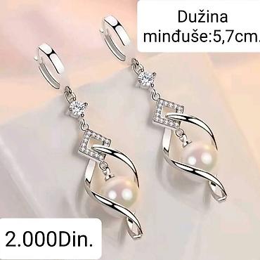 necklace: Elegantne posrebrene viseće minđuše sa bisernim perlama i žigom S925 — 1