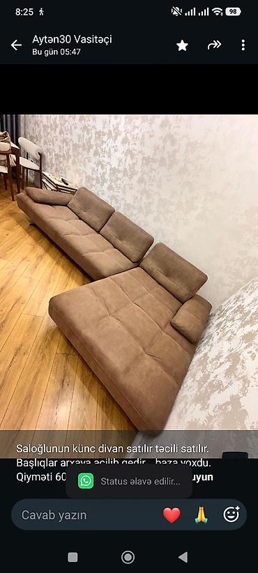 Saloğlunun künc divan satılır təcili satılır. Başlıqlar arxaya acilib