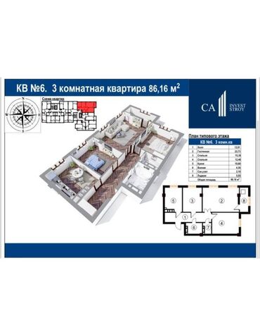 Продажа квартир: 3 комнаты, 88 м², Элитка, 2 этаж, ПСО (под самоотделку)