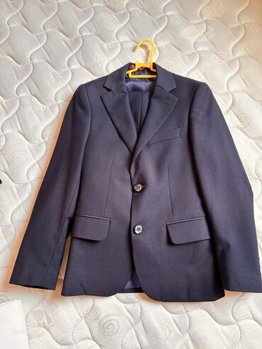 теплый пиджак: Комплект, цвет - Синий, Б/у