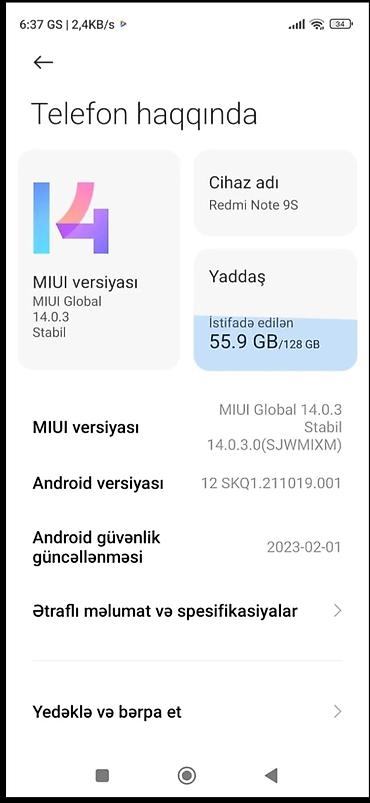 Redmi: Redmi Note 9S, 128 GB, rəng - Mavi, İki sim kartlı — 2
