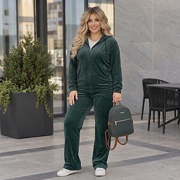 велюровая двойка: Спортивный костюм, На молнии, 6XL — 1