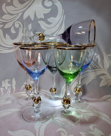 Čaše: Case za vino kristal,rucni rad Bohemija 1950godina +. Case komada 6 — 1