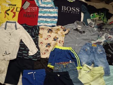 markirane stvari za bebe: Hugo Boss, Komplet: Majica, Košulja, Šorts, 104-110
