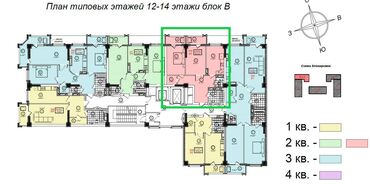квартиры 1 комнат: 2 комнаты, 69 м², Элитка, 14 этаж