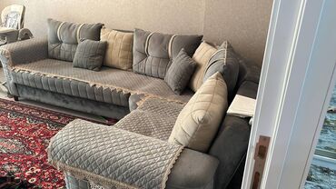 islenmis kunc divani: Угловой диван, Б/у, Раскладной, С подъемным механизмом, Велюровая ткань, Нет доставки