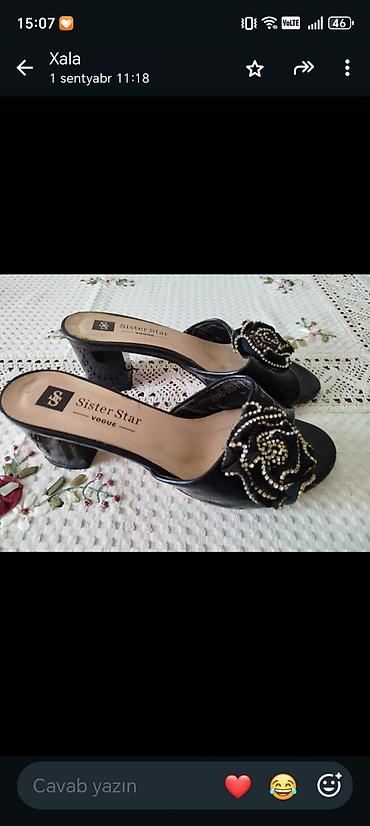 tərlik: Sister Star Vogue qadın açıq burunlu terliklər - Rəng: qara, laklı — 2