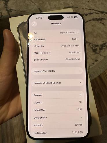 ref iphone satisi: IPhone 15 Pro Max, 256 GB, Gümüşü, Face ID — 3