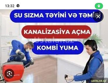 nasoslar və hidroforlar: Xidmət: Su sızmasının tapılması və təmiri, kanalizasiya açma, kombi — 1