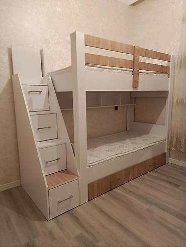 2х yarus çarpayı: Oğlan və qız üçün, Yeni, Çarpayı, Matras ilə, Siyirməli, MDF — 2