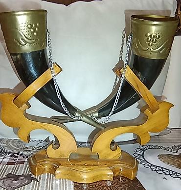 Dekorativ ikili içki buynuzu dəsti - Material: təbii buynuz, pirinç lalafo.az -da Dekorativ ikili içki buynuzu dəsti - Material: təbii buynuz, pirinç