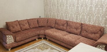 bizim ev mebel şeherciyi: Угловой диван, Б/у, Раскладной, С подъемным механизмом, Набук, Нет доставки