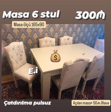 Masa və oturacaq dəstləri: Yeni, 6 stul