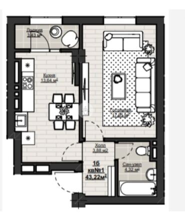 продается малосемейка: Строится, Индивидуалка, 1 комната, 43 м²