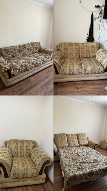 продать мягкую мебель бу: Модульный диван, цвет - Бежевый, Б/у