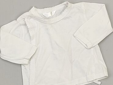bluzka z długim rękawem biała: Bluzka, 0-3 m, stan - Bardzo dobry