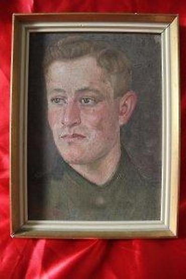ugaona garnitura u p: PORTRET AUSTRIJSKOG VOJNIKA, 19,5X26, ULJE NA LESONITU, 1943 | Stari — 2
