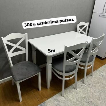 kuxna üçün stol stul: Mətbəx üçün, Yeni, Açılmayan, Dördbucaq masa, 4 stul