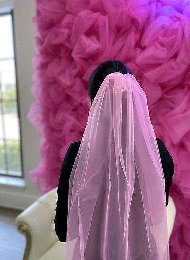 Свадебные аксессуары: Фата для невесты/девичника - Варианты цвета: насыщенно‑розовый и — 1
