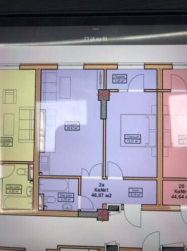 квартира в аренду в оше: 1 комната, 46 м², Элитка, 14 этаж, ПСО (под самоотделку)