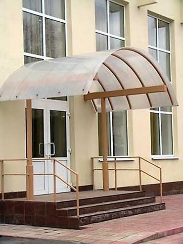 дождь: Козырьки и навесы над входом из поликарбоната с коваными элементами — 5