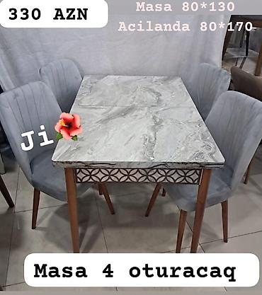 mebel qorka: Mətbəx/qonaq otağı üçün açılan masa dəsti. - Masa ölçüsü: 80×130 sm — 1