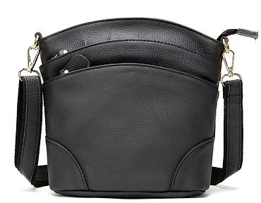 siroko: Crna kožna crossbody torba sa više rajsferšlusa - Materijal: meka — 1