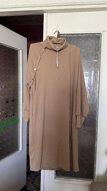 очки кена: Повседневное платье, Made in KG, Осень-весна, Длинная модель, Лапша, 2XL — 3