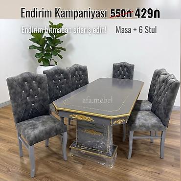 Masalar və oturacaqlar: Masa + 6 Stul desti Endirimde 550 azn yox cəmi 429azn Masa ölçü 93×2 — 2