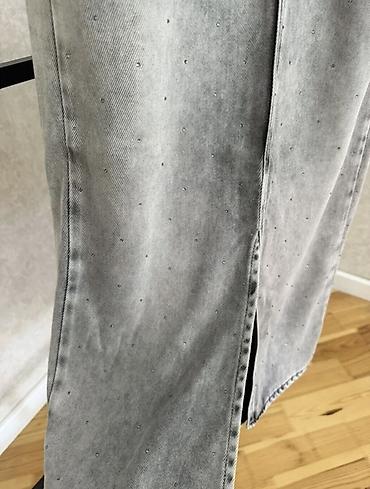 koja ətək: Boz rəngli denim midi ətək - Material: qalın denim (cotton qarışımı) — 2