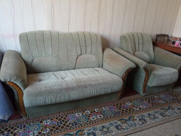 раздвижной диван кресло: Модульный диван, цвет - Зеленый, Б/у