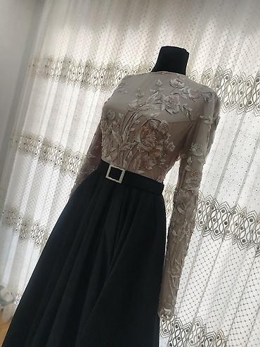 son model donlar: Zərif axşam/gecə libası - Üst hissə: bej tonlarında şəffaf tül — 9