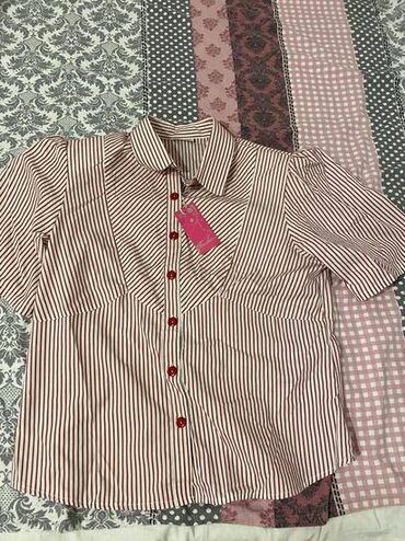 koton košulje ženske: M (EU 38), Cotton, Stripes, color - Red