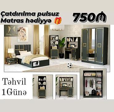 step deke: Uşaq/yeniyetmə otağı üçün mebel dəsti – modern dizayn, qara rəng və — 1