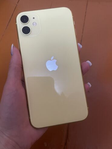 бэушные телефоны: IPhone 11, Б/у, 128 ГБ, Желтый, Защитное стекло, Чехол, 73 %