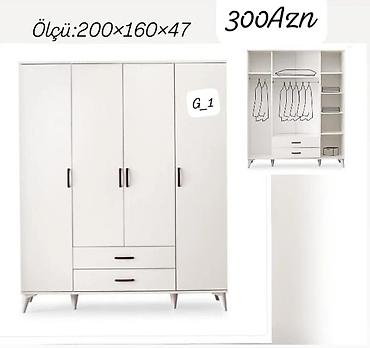 Paltar dolabları, qarderoblar: G_1 geyim dolabları Model 1 – 2 qapılı (ağ) - Ölçü: 200 × 90 × 47 sm — 19