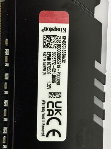Оперативная память (RAM): Оперативная память, Б/у, Kingston Fury, 32 ГБ, DDR4, 3600 МГц, Для ПК