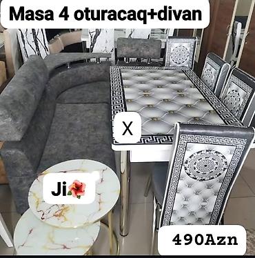 Divan və masa dəstləri: Mətbəx/dinləmə dəsti – Masa + 4 oturacaq + divan - Dəst tərkibi: 1 — 1