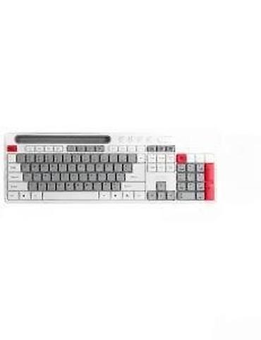 Tastature: Komplet bežične tastature i miša – elegantan retro dizajn u sivo-beloj — 14