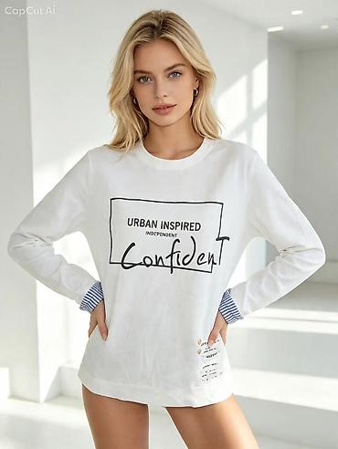 ag qizil: Moldan alinıb firmadır Uzunqol ağ sweatşört – “URBAN INSPIRED • — 1