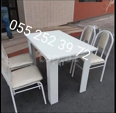 Masa və oturacaq dəstləri: Qonaq otağı üçün, Yeni, Açılmayan, Dördbucaq masa, 10 stul — 9