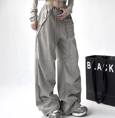 брюки слаксы: Карго, Средняя талия, Лето, One size
