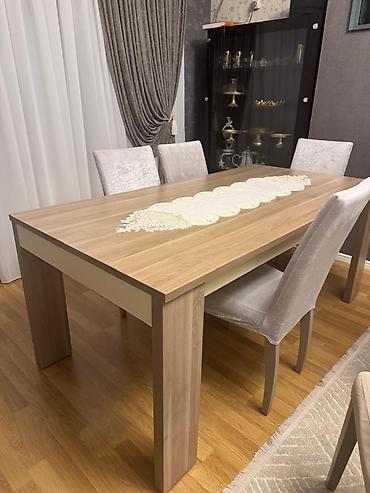 Mebel: Qonaq otağı üçün, İşlənmiş, Dördbucaq masa, 8 stul — 3