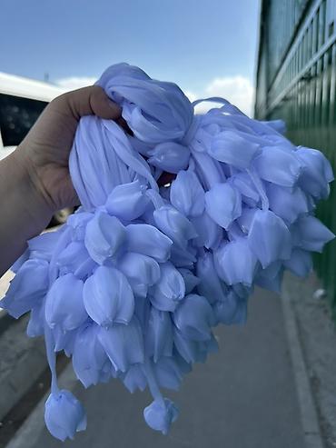 лента атласная: Декоративная тесьма с бутонами (сиренево-голубой) - Материал — 1