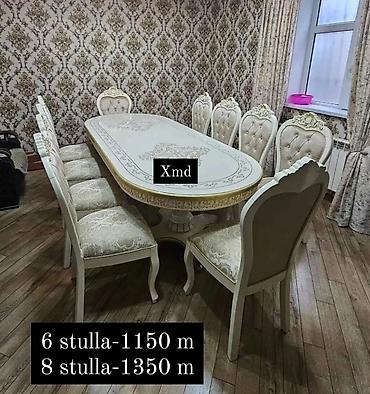 madeyra tek carpayi: Klassik üslubda yemək stol–stul dəsti - Dördkünc-oval formalı geniş — 1