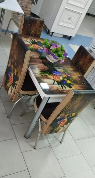 мебель для салона: Для кухни, Новый, Раскладной, Прямоугольный стол, 4 стула, Турция